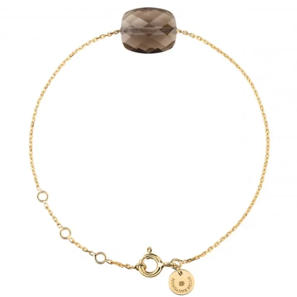 Morganne Bello Bracelet-BRACELET OR JAUNE COUSSIN QUARTZ FUME