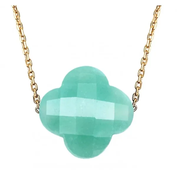 Morganne Bello Collier-COLLIER OR JAUNE TREFLE AMAZONITE